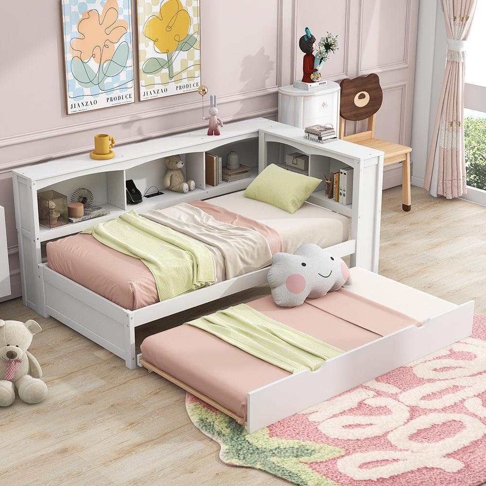 Twin Size Daybed with Trundle, Storage Cabinets