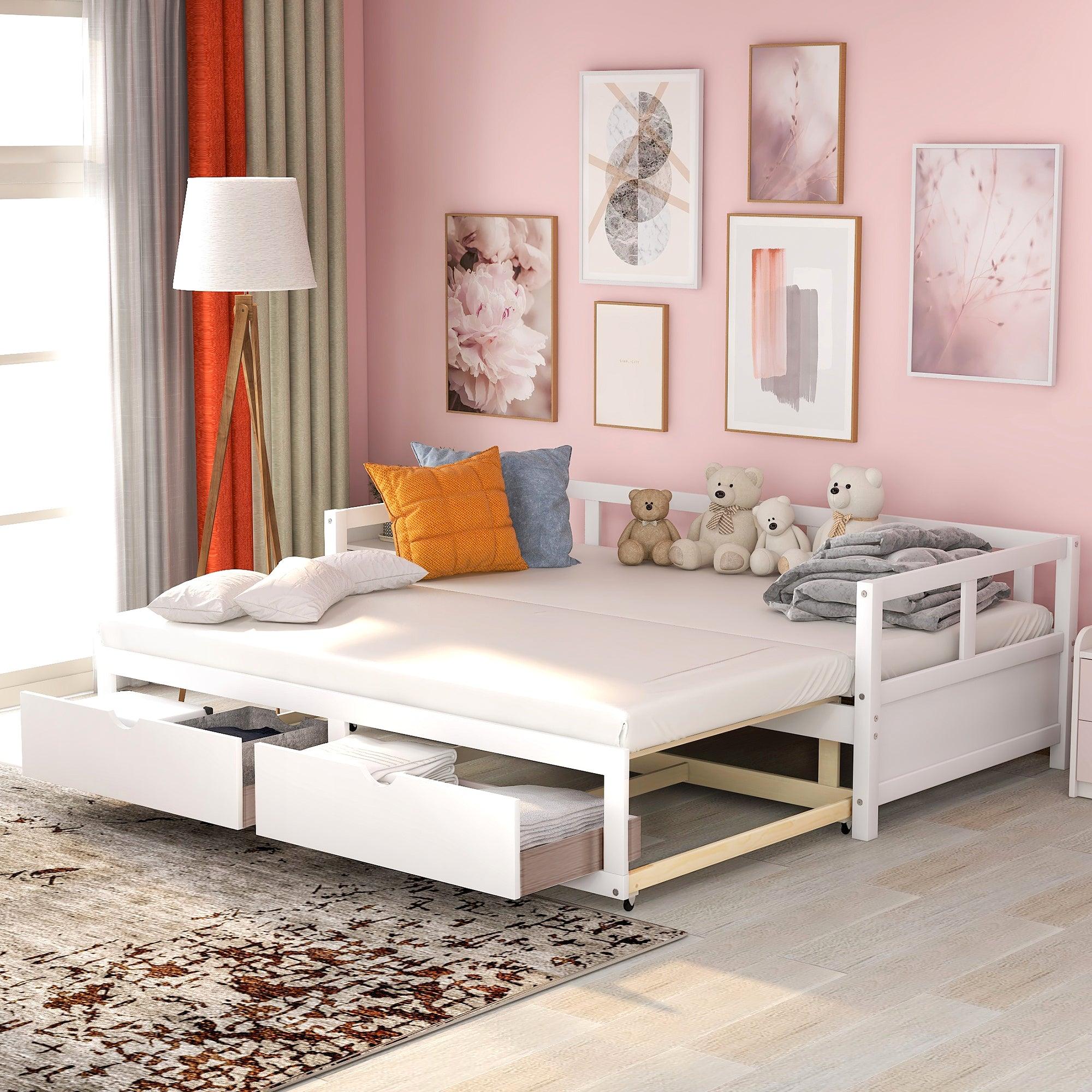 Daybed with Trundle, Two Storage Drawers