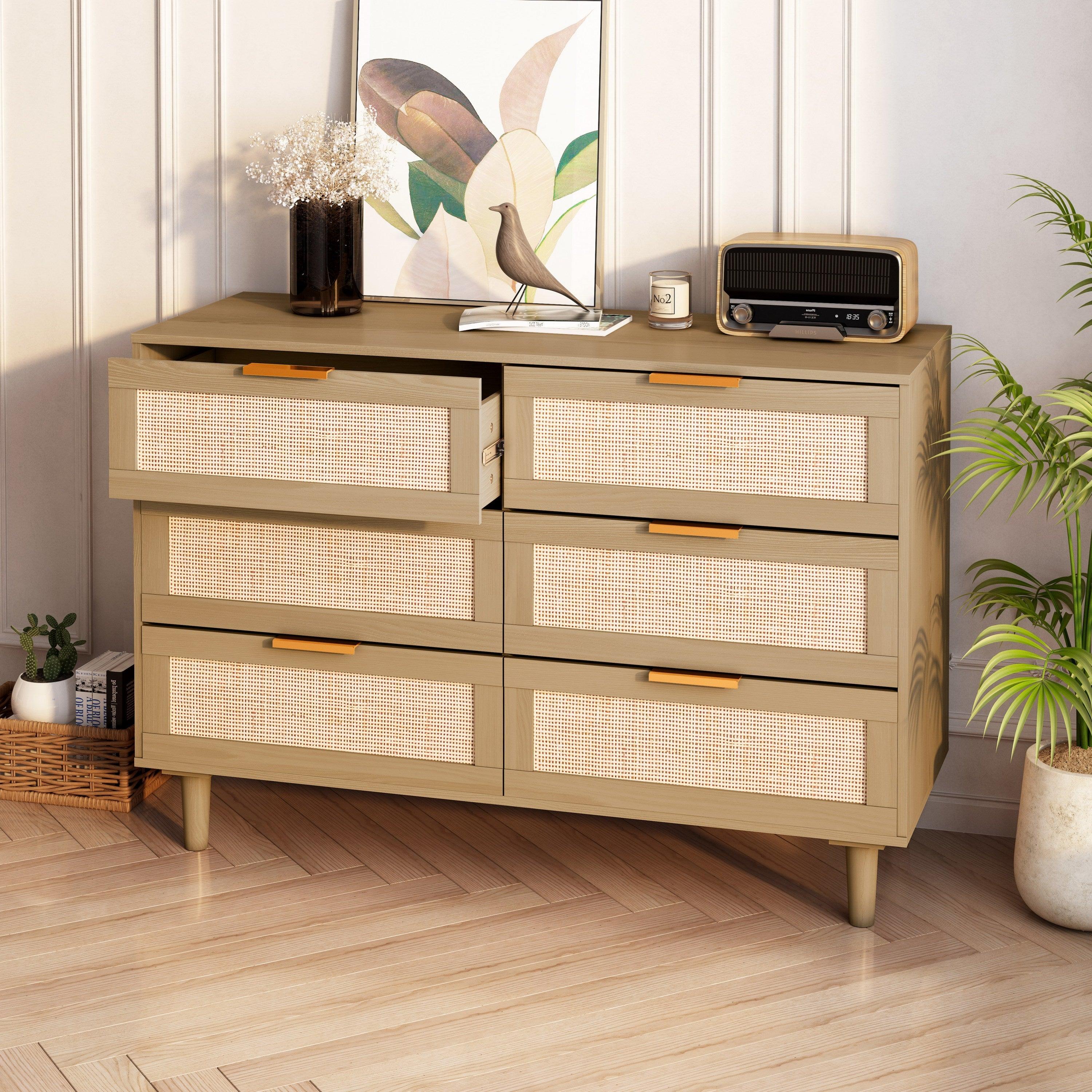 6 drawers Rattan Dresser Rattan Drawer