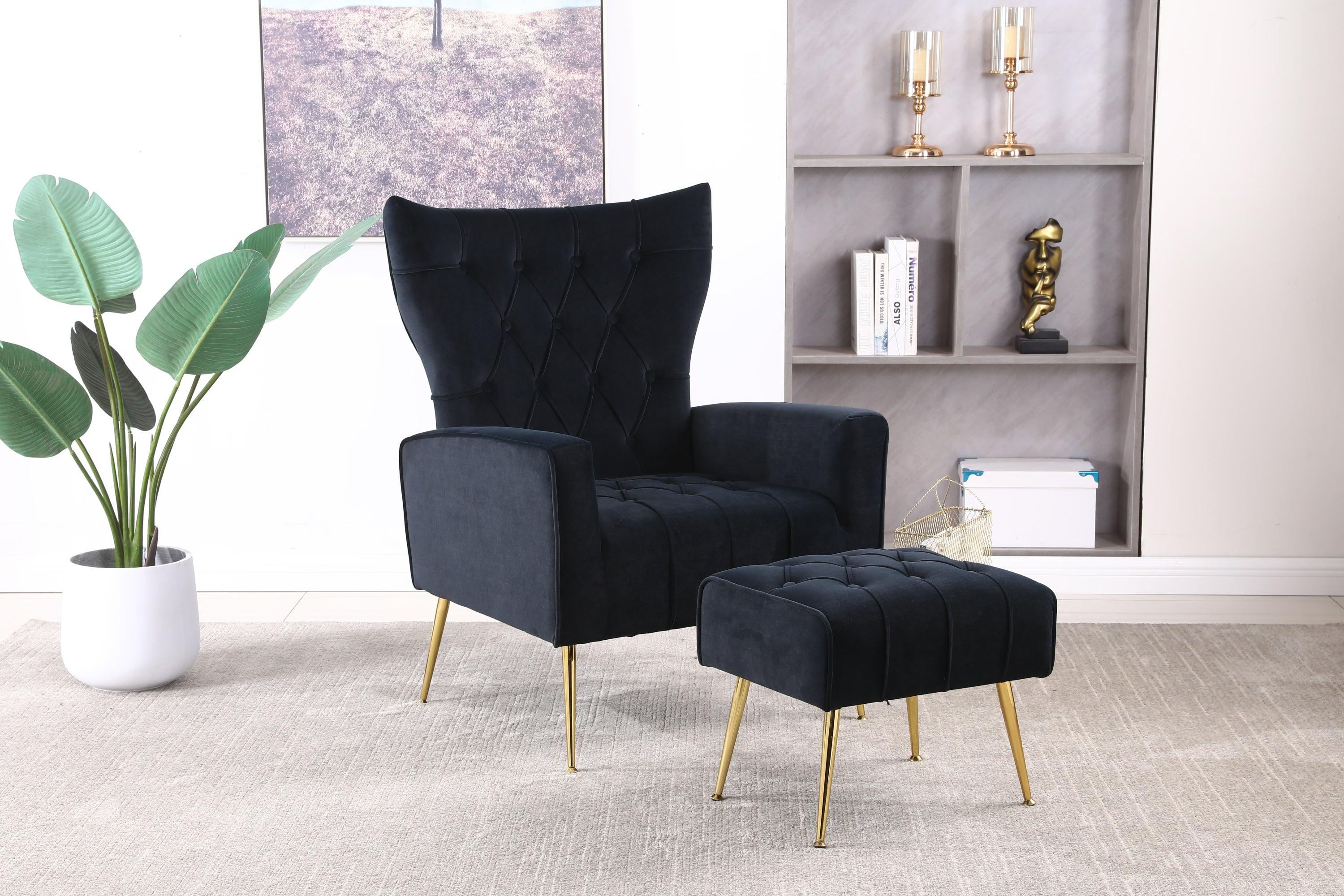 Modern Accent Chair with Ottoman