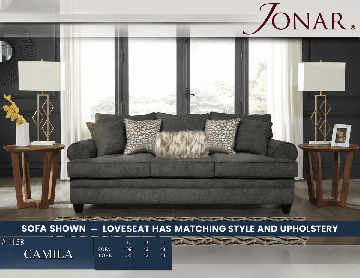 Sofa shown for style reference; Camilla loveseat has matching style and upholstery.
