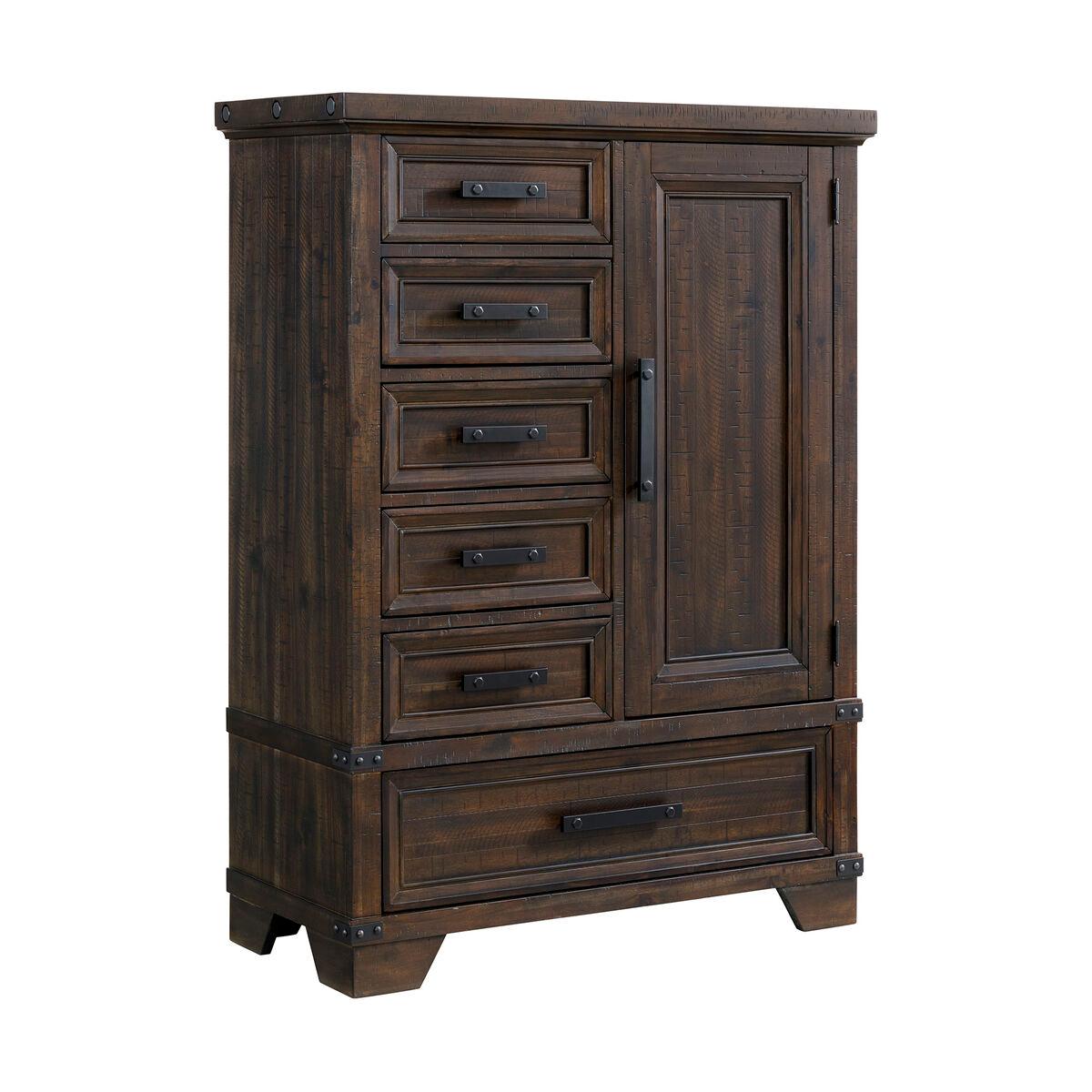 Colorado City 6-Drawer Door Chest in Charcoal