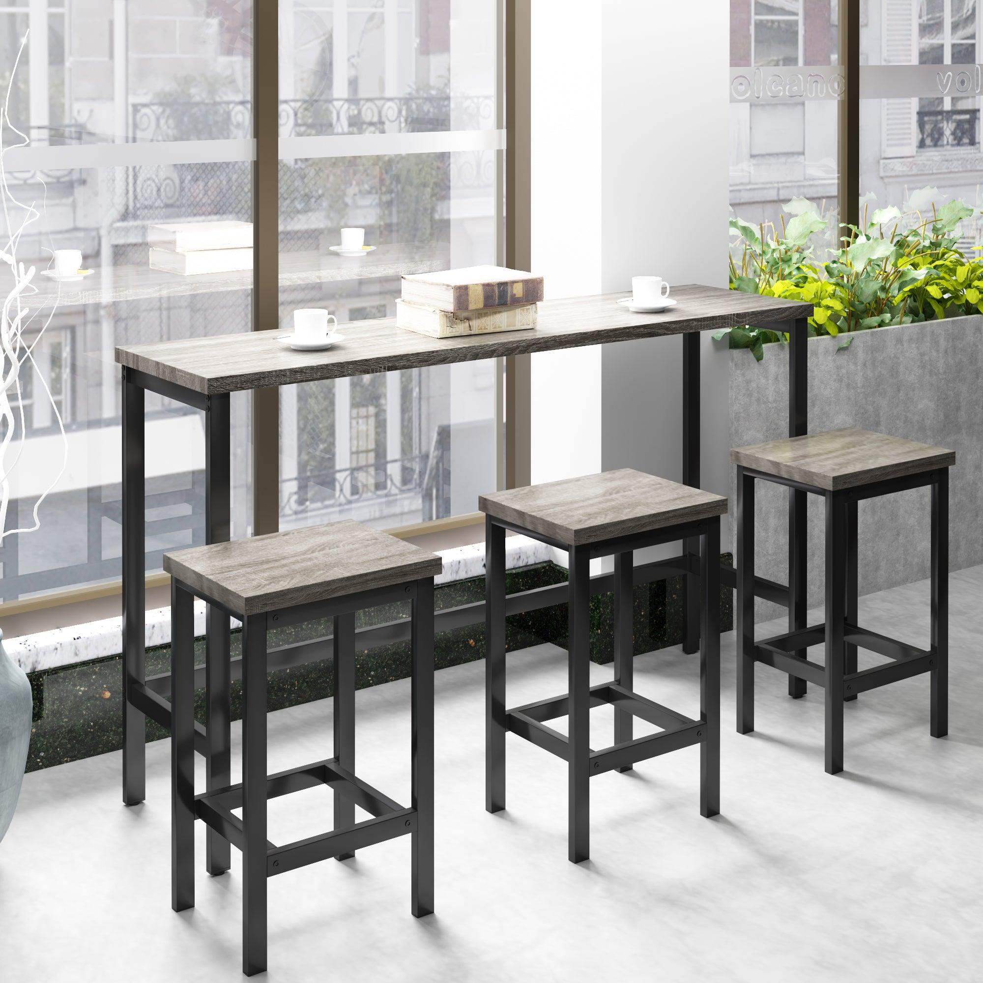 Topmax Counter-Height Dining Set with 3 Stools, Gray