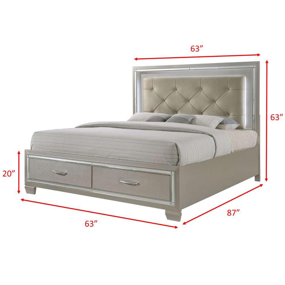 ELEMENTS Platinum Storage Bedroom Set - Castle Furniture