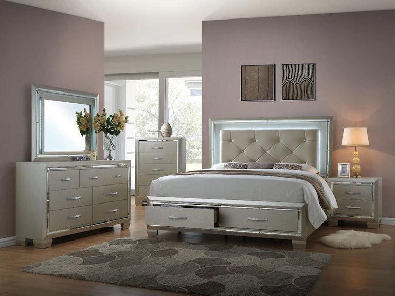 ELEMENTS Platinum Storage Bedroom Set - Castle Furniture