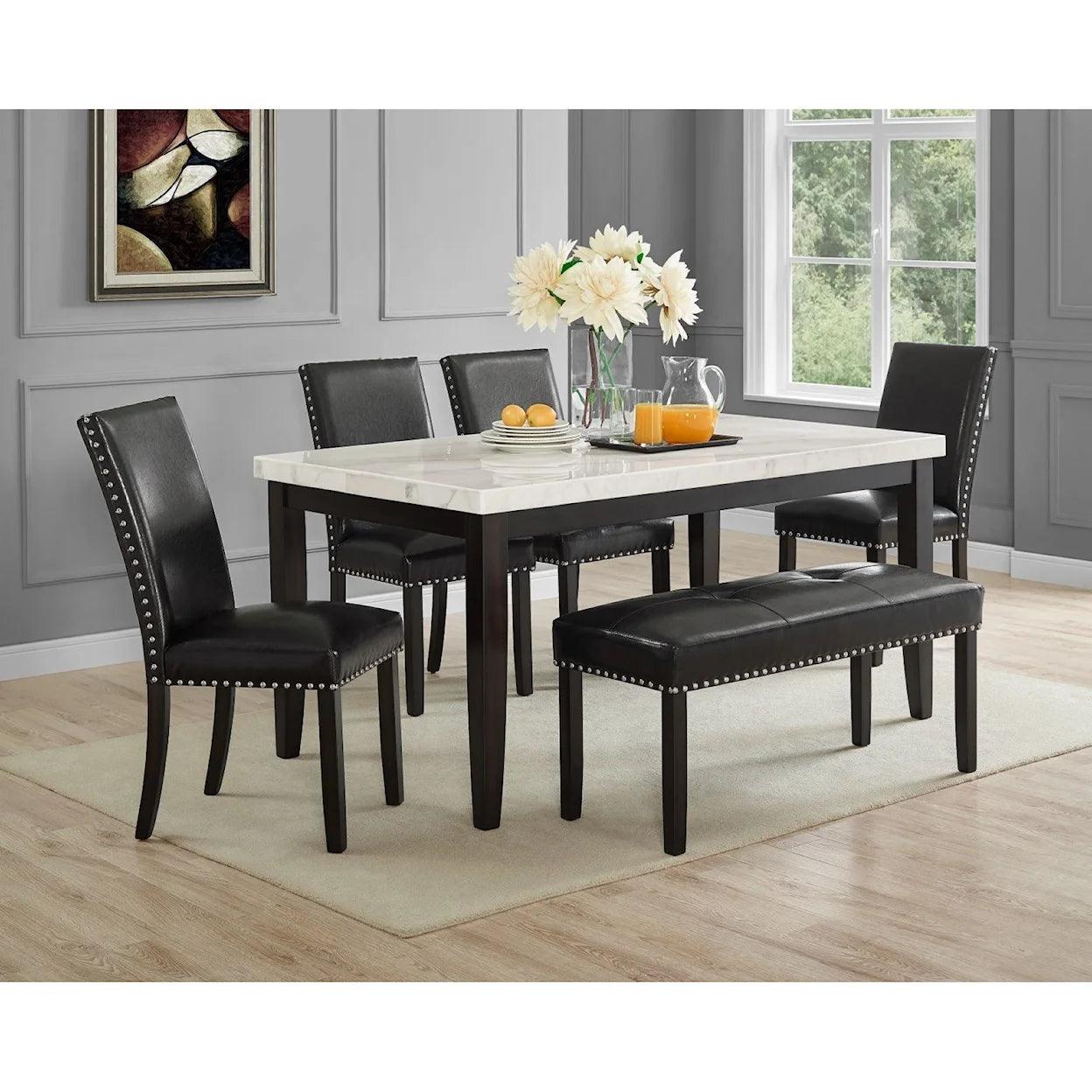 Westby Collection White Marble Top Dining and Chairs - Castle Furniture