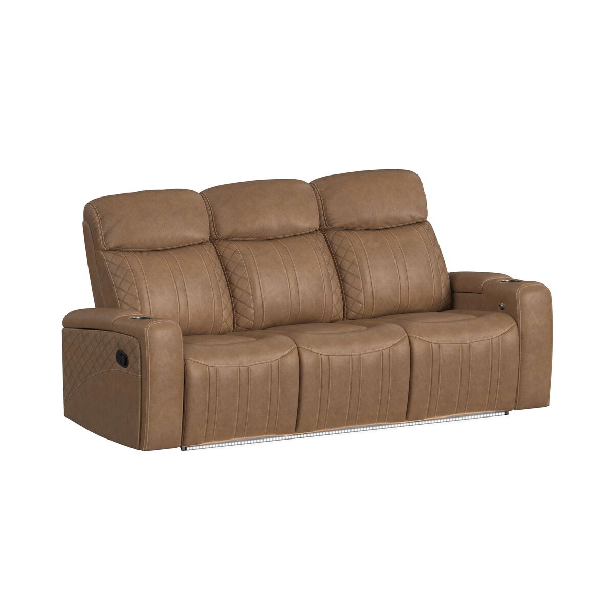 Side Kick Sofa with DDT; Wireless Charger; Cupholders and White LED light in Simba Saddle